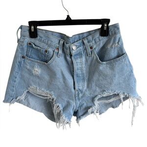 Levi’s Light Blue Distressed Denim Women's Shorts